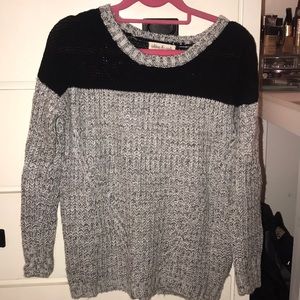 Navy and gray color-block sweater